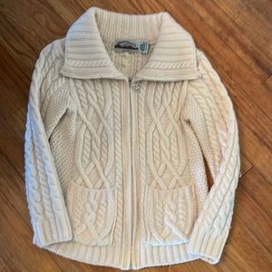 Aran Crafts Ireland Wool Fisherman Cardigan.  Size Small